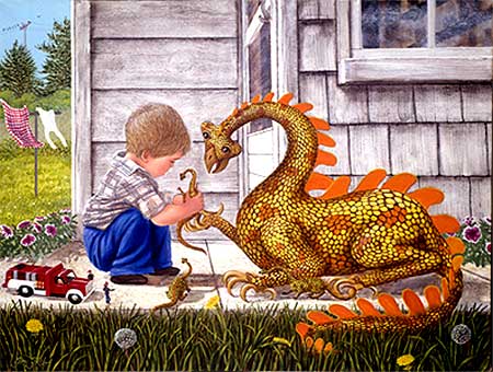 Baby Dragons, Children Mythical Fantasy Giclee Print, Dragons Art, Picture