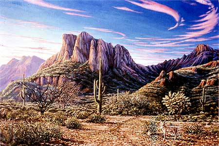 Superstition Mountains, Original Acrylic Painting By Greg Fetler