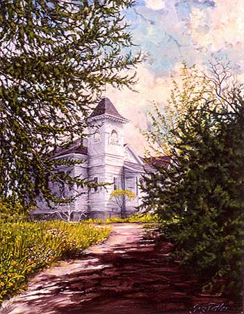 Green Valley School, Acrylic Watercolor Giclee, Historic Watsonville Schoolhouse