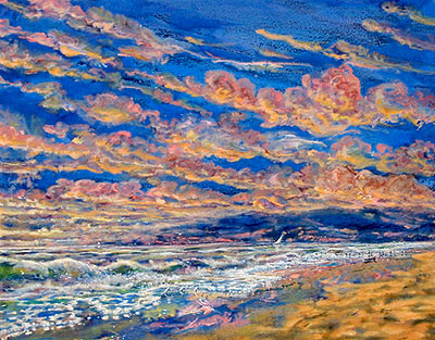 Santa Cruz Sunset: Impressionist Landscape Painting, Impressionism Landscape Art Print, Giclee